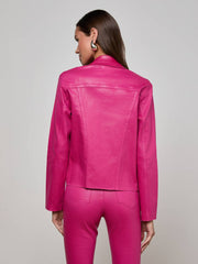 Janelle Coated Jean Jacket in Pink Coated