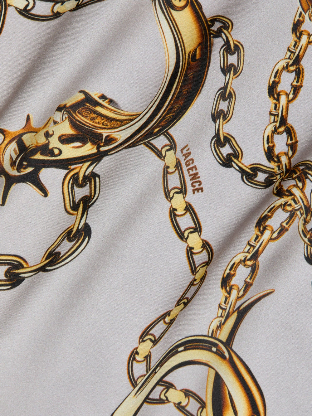 Seridie Silk Slip Dress in Smoke Grey/Gold Long Horn Chain