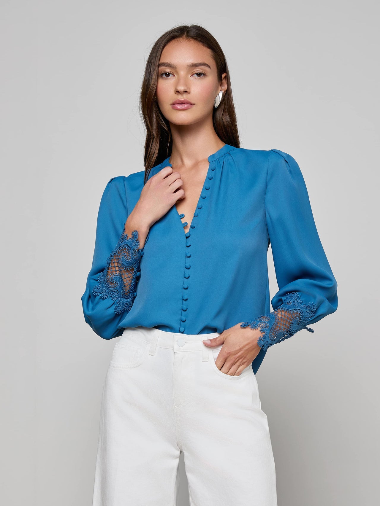 Ava Blouse in Stone Blue