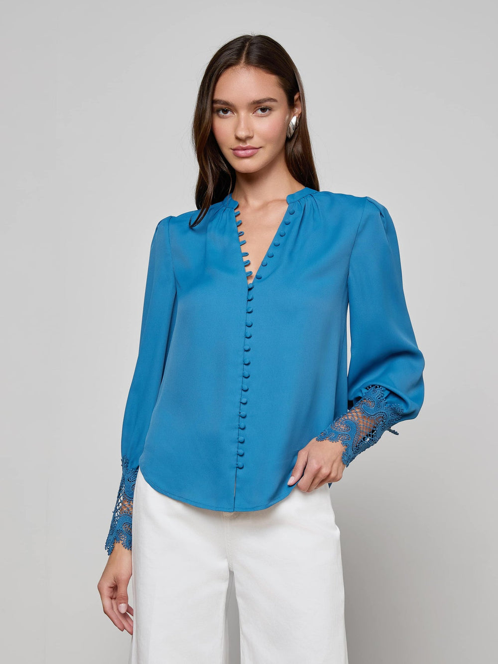 Ava Blouse in Stone Blue