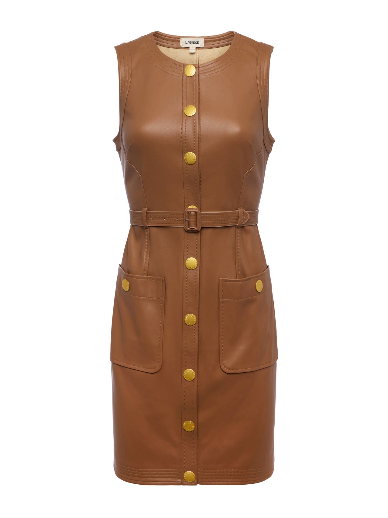 Ronin Vegan Leather Dress in Soft Cognac