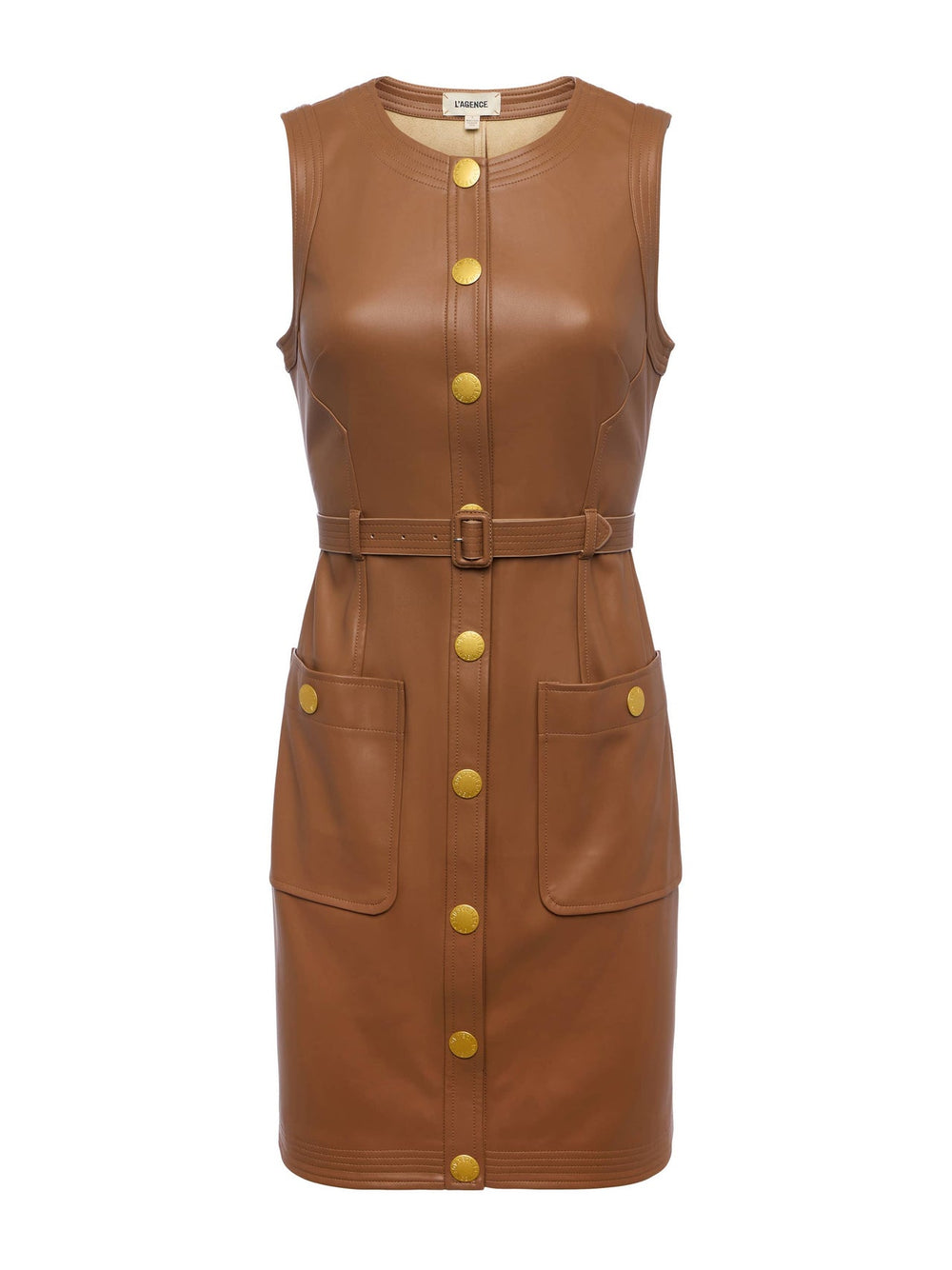 Ronin Vegan Leather Dress in Soft Cognac