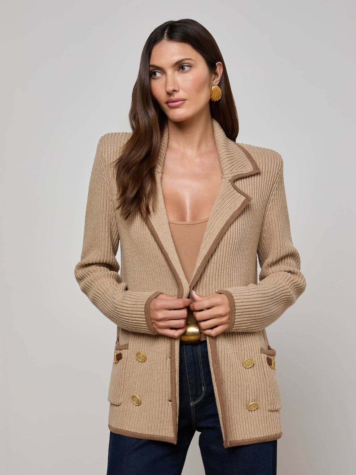 Ranch Knit Blazer in Natural/Brown