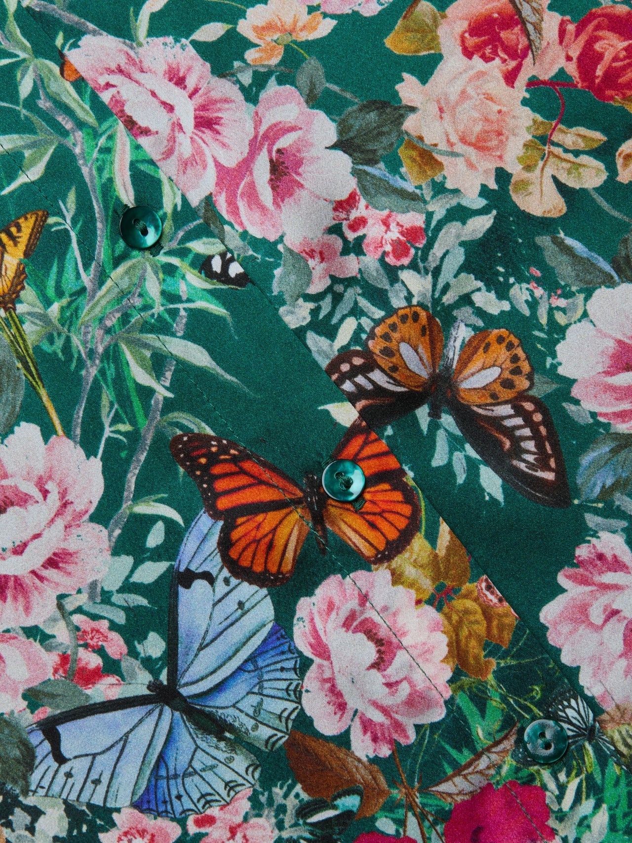 Tyler Silk Blouse in Bottle Green Multi Charonda Butterfly