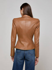 Ottilie Leather Blazer in Soft Cognac