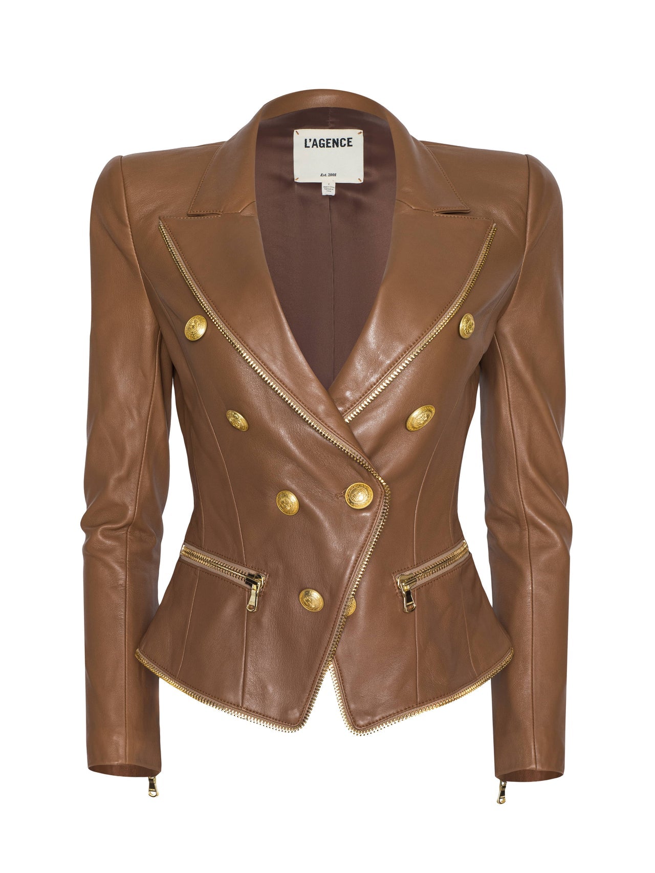 Ottilie Leather Blazer in Soft Cognac
