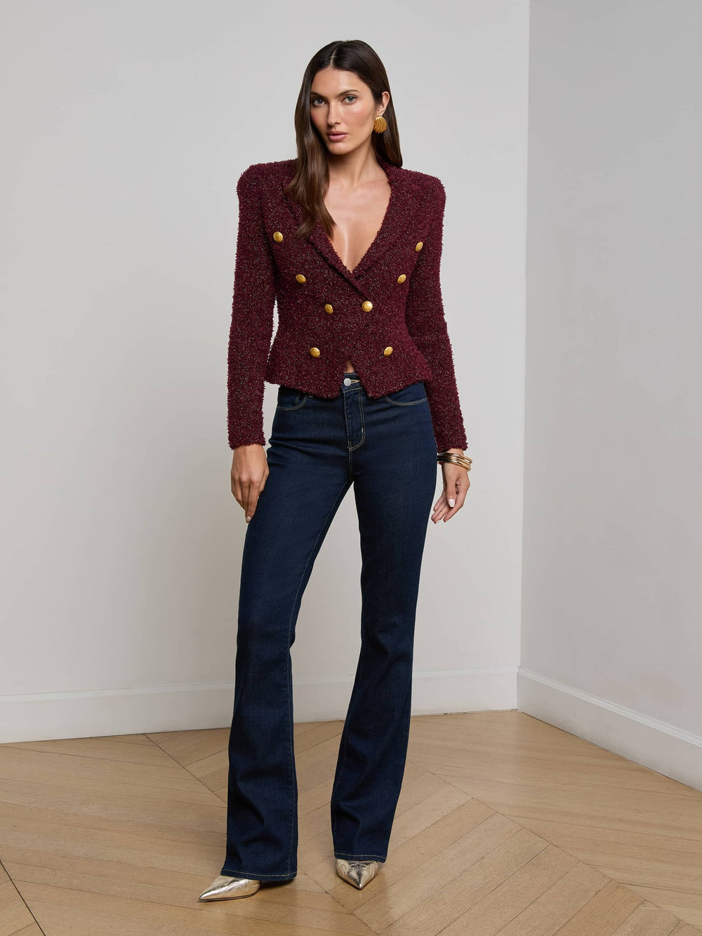 Bethany Knit Blazer in Dark Syrah/Gold