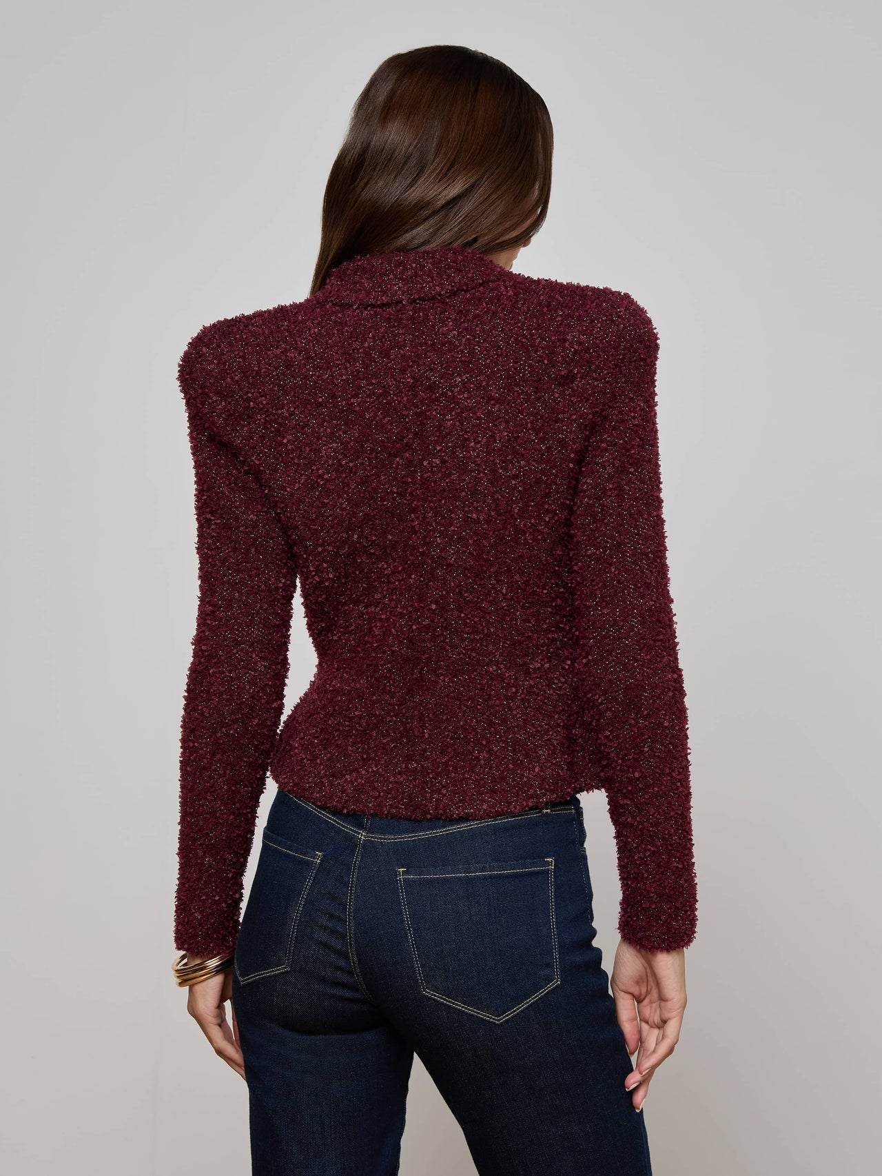 Bethany Knit Blazer in Dark Syrah/Gold