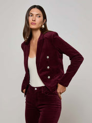 Wayne Velvet Blazer in Dark Port