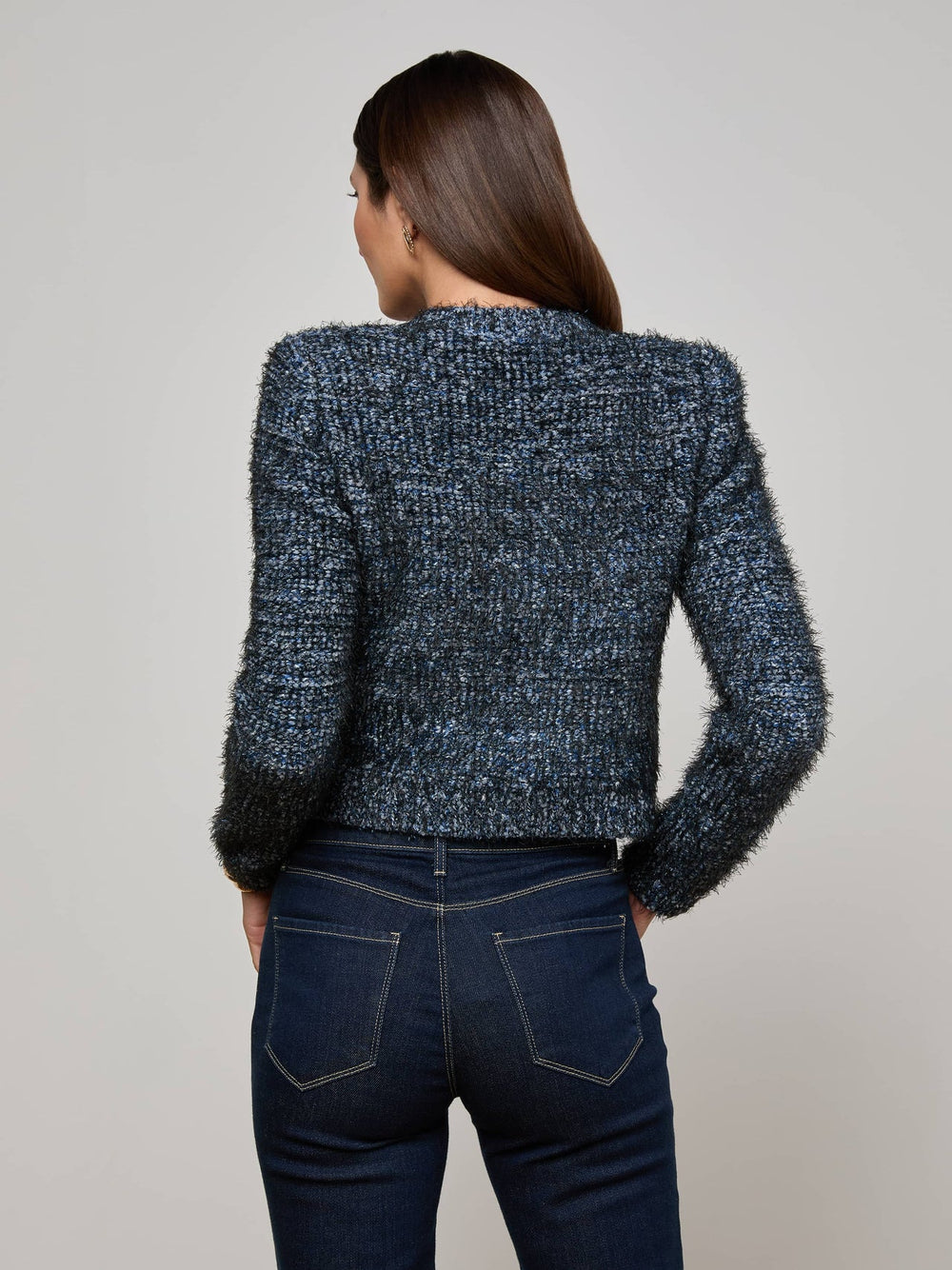Una Knit Cardigan in Stone Blue Multi