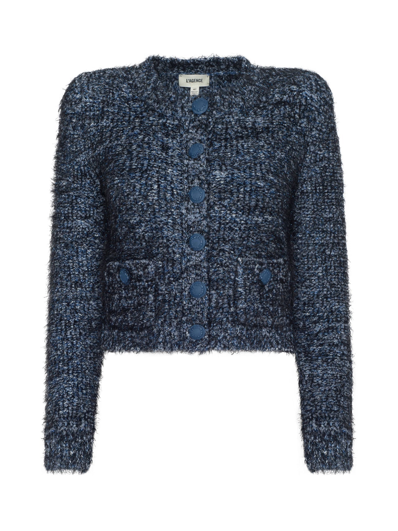 Una Knit Cardigan in Stone Blue Multi
