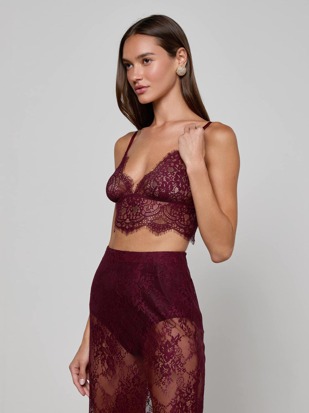 Aislin Lace Bralette in Dark Port