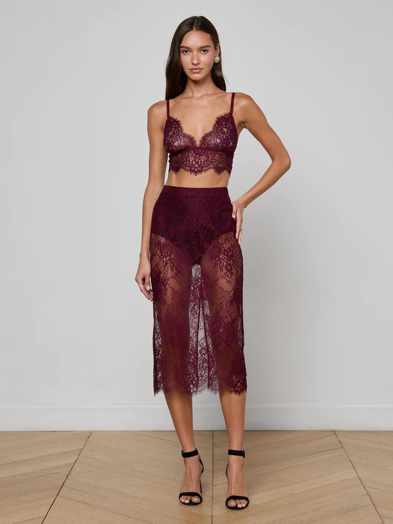 Aislin Lace Bralette in Dark Port