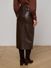 Lilou Vegan Leather Skirt in Coffee Bean