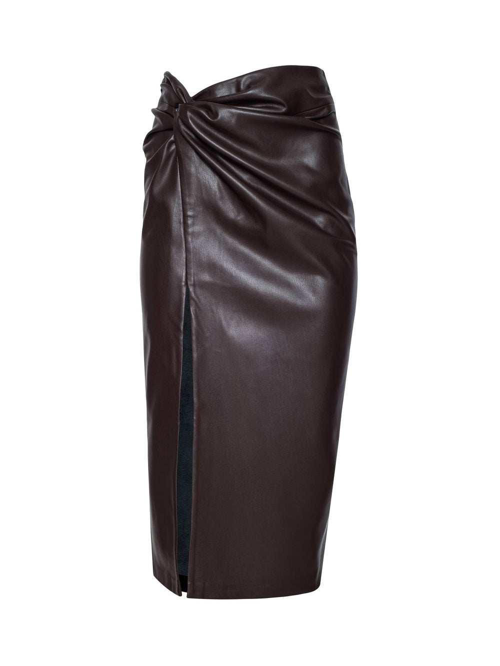 Lilou Vegan Leather Skirt in Coffee Bean