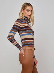 Olene Turtleneck in Stone Blue/Brown Multi