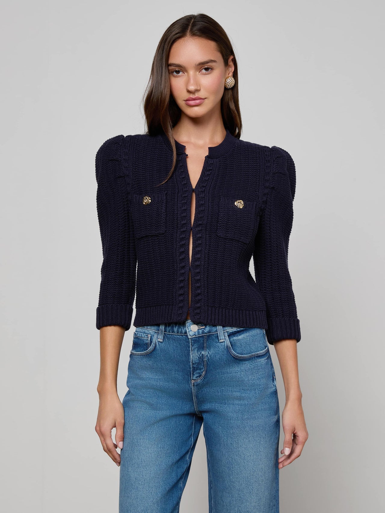 Delli Cropped Cardigan in Midnight