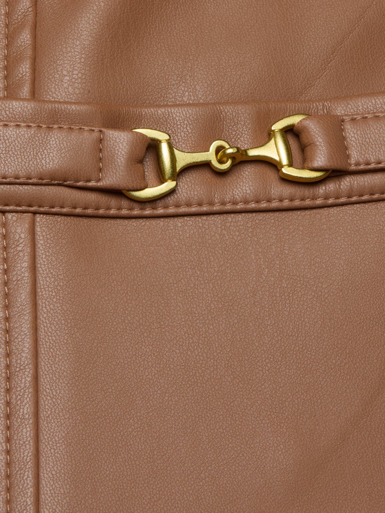 Yvette Vegan Leather Mini Skirt in Soft Cognac
