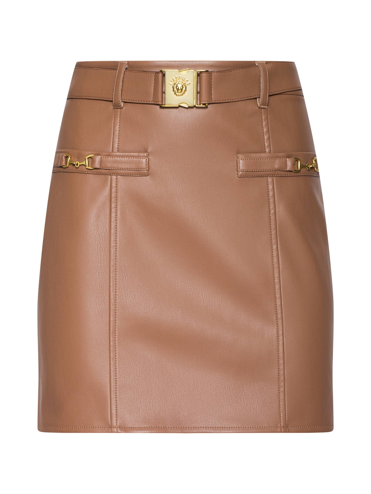 Yvette Vegan Leather Mini Skirt in Soft Cognac