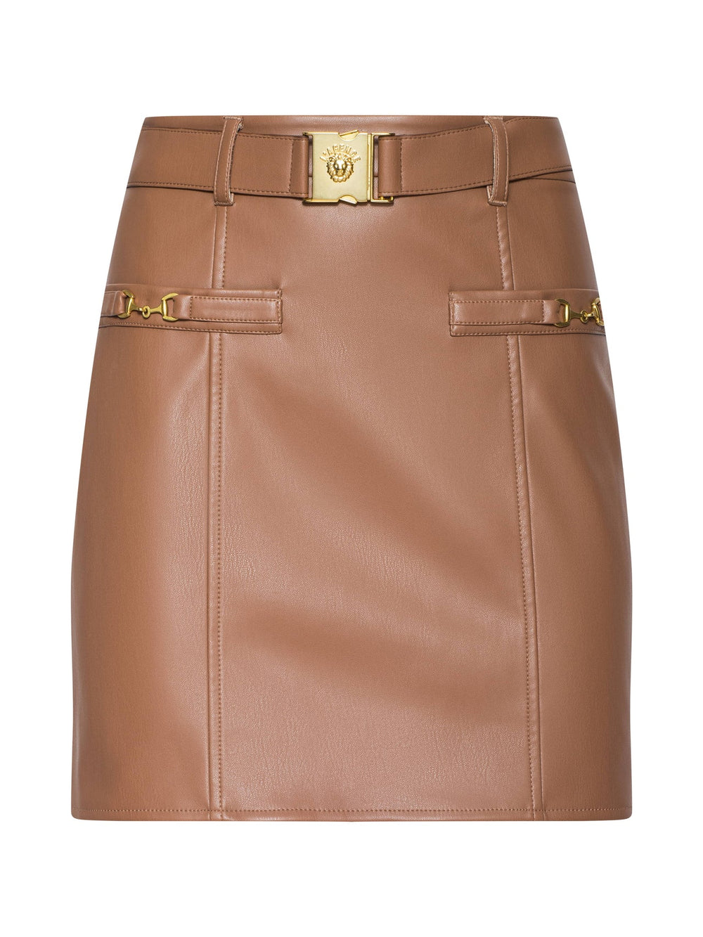 Yvette Vegan Leather Mini Skirt in Soft Cognac