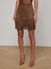Lyle Vegan Suede Mini Skirt in Carafe Brown