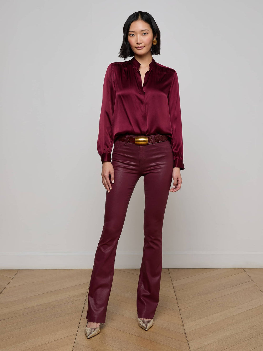 Bianca Silk Blouse in Dark Port