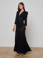 Seraphina Tiered Maxi Dress in Black
