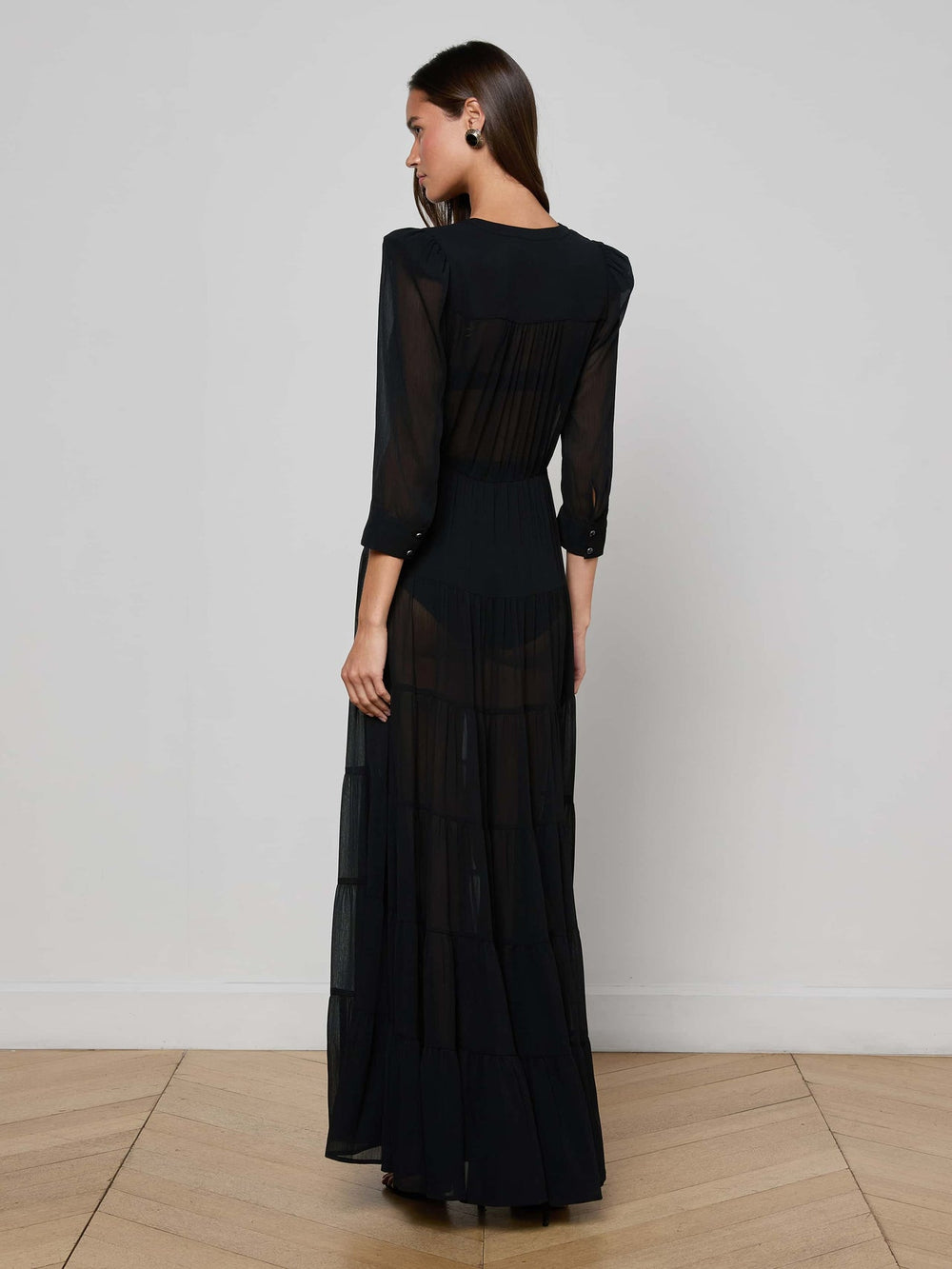 Seraphina Tiered Maxi Dress in Black