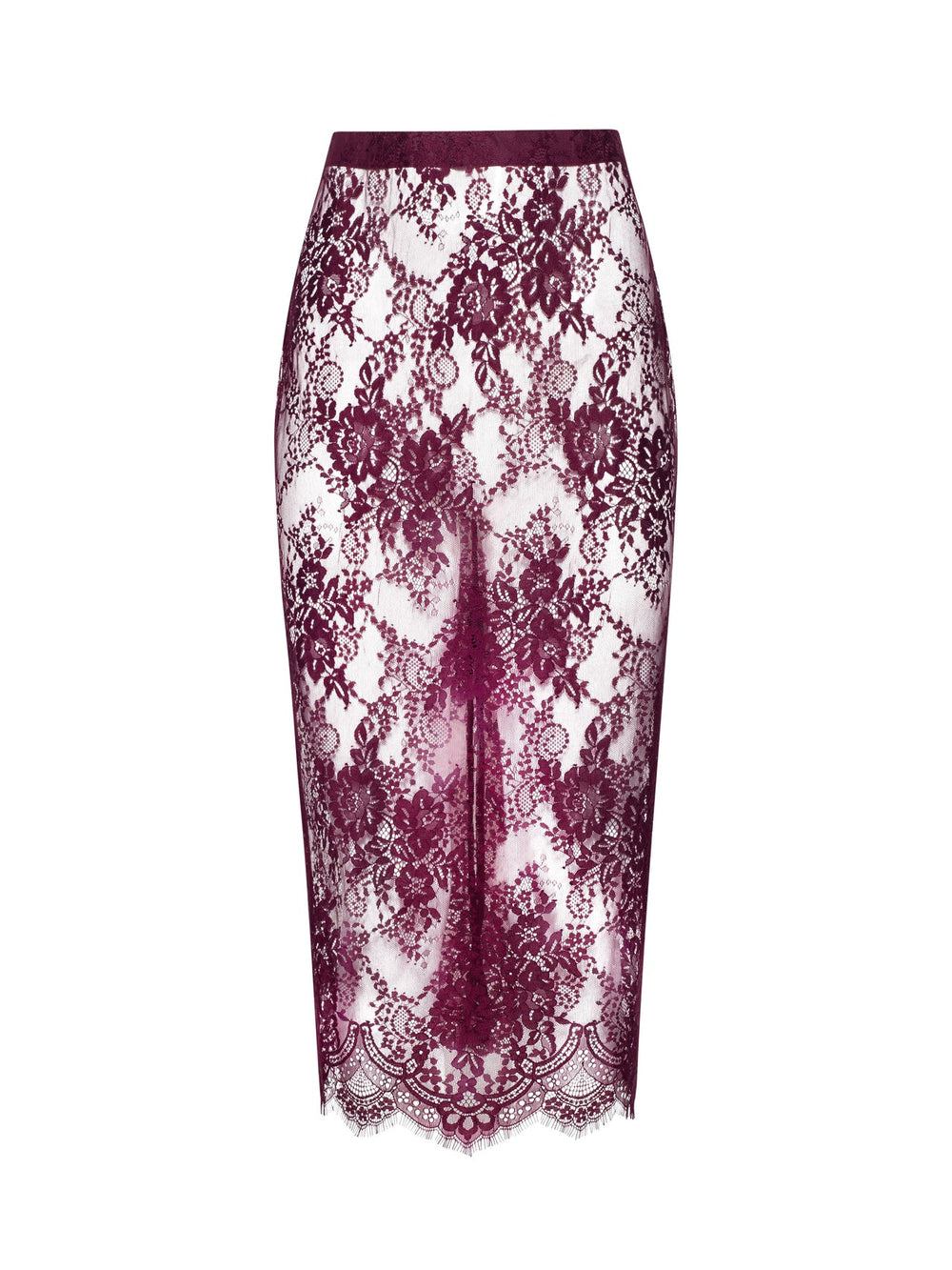 Makena Lace Pencil Skirt in Dark Port