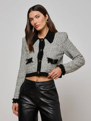 Arielle Knit Jacket in White/Black