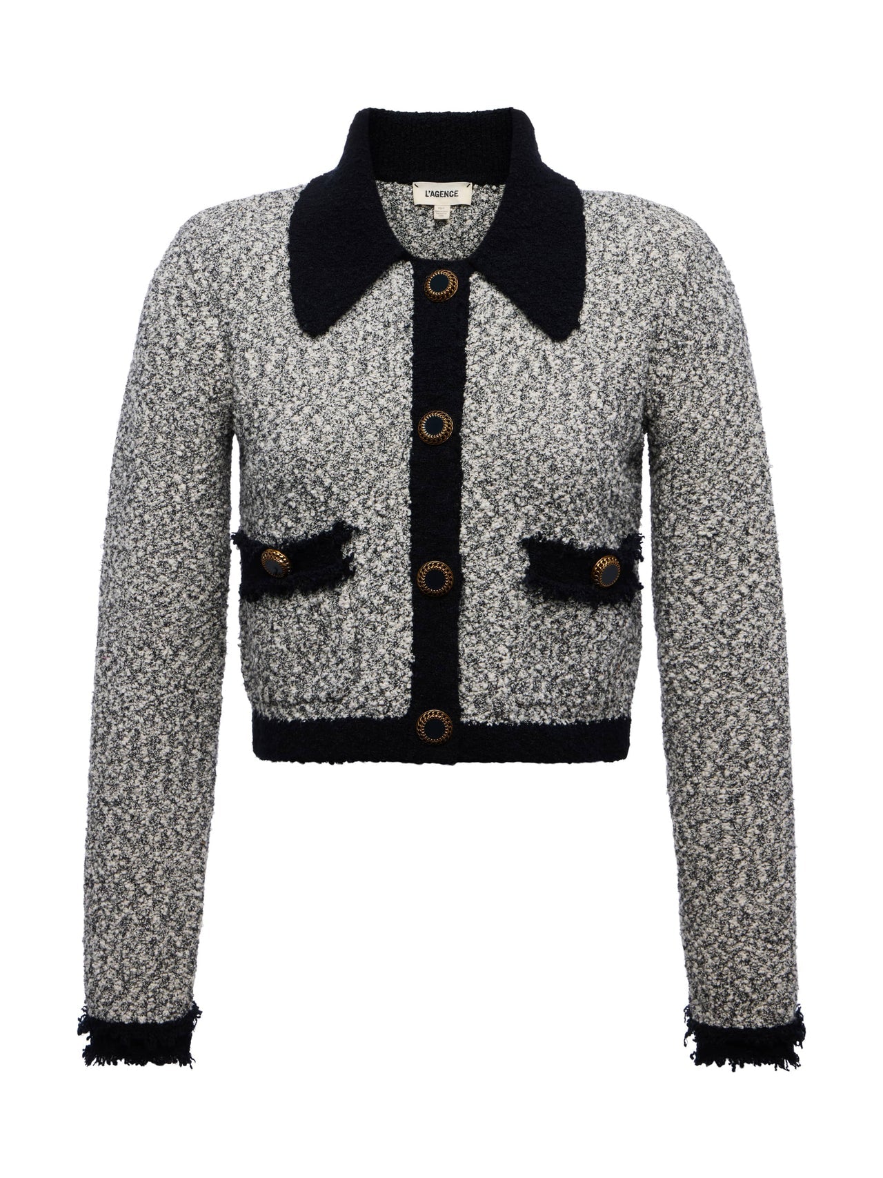 Arielle Knit Jacket in White/Black