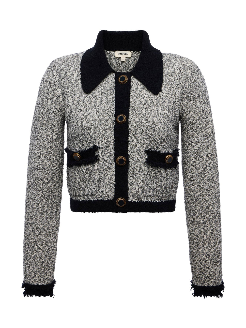 Arielle Knit Jacket in White/Black