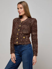 Una Knit Cardigan in Chocolate Multi