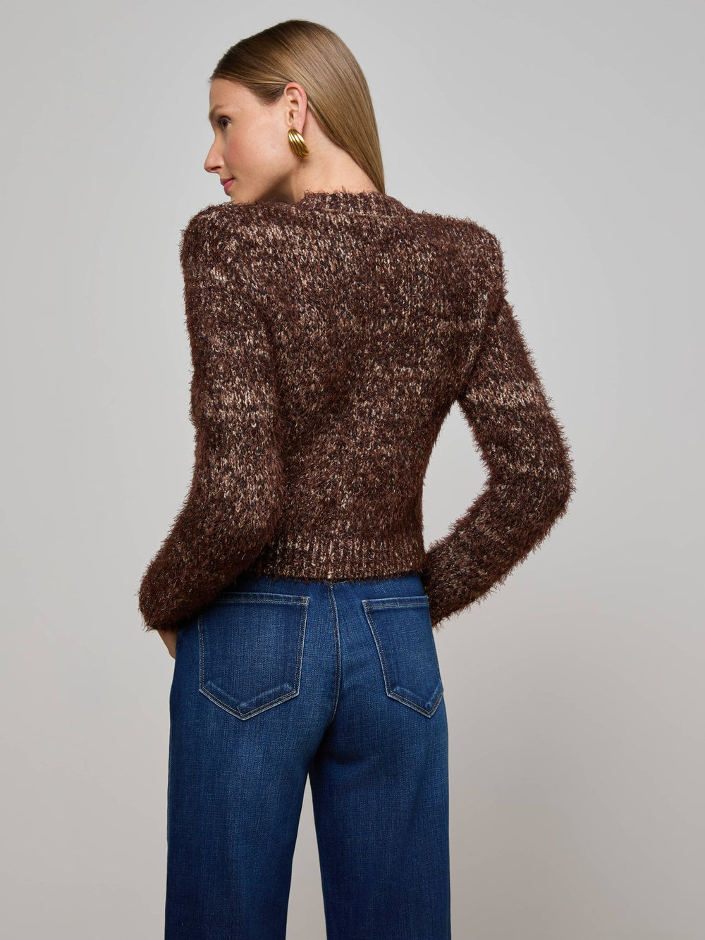 Una Knit Cardigan in Chocolate Multi