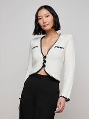 Anaya Knit Cardigan in White/Black