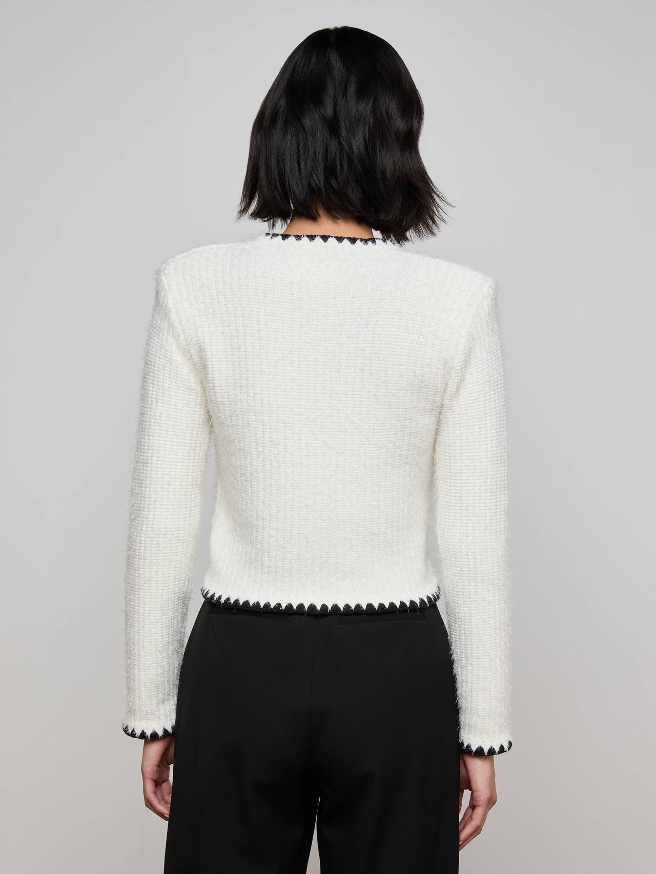 Anaya Knit Cardigan in White/Black
