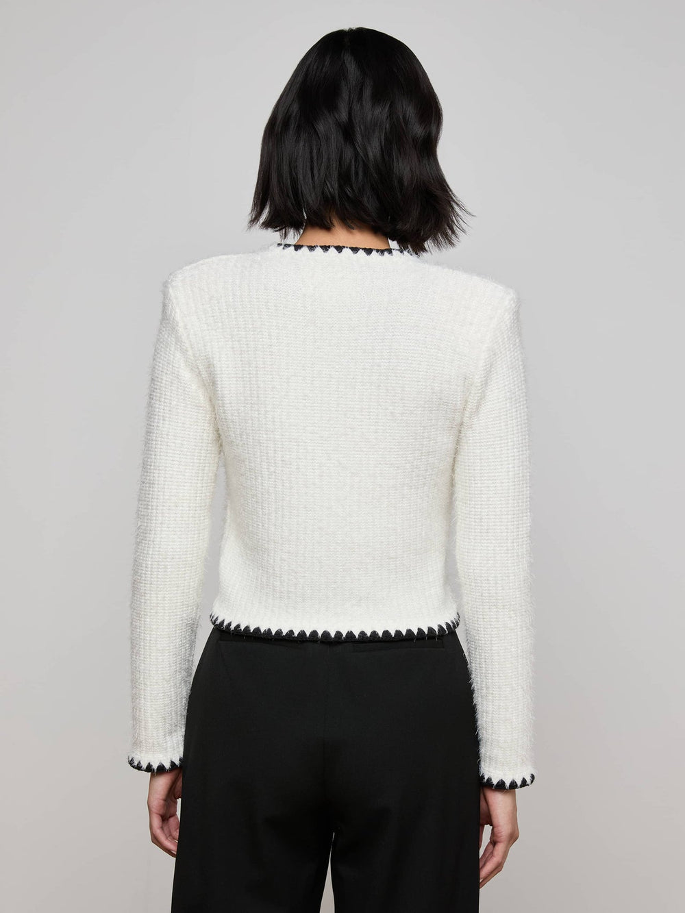 Anaya Knit Cardigan in White/Black