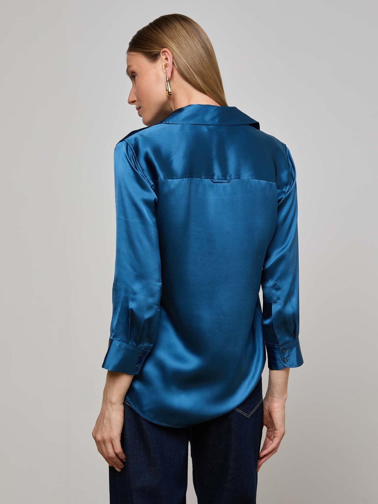 Dani Silk Blouse in Stone Blue