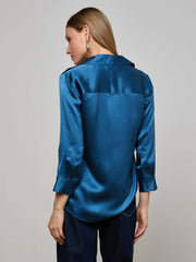 Dani Silk Blouse in Stone Blue
