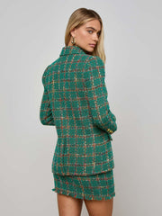 Gweny Tweed Blazer in Green Windowpane Tweed