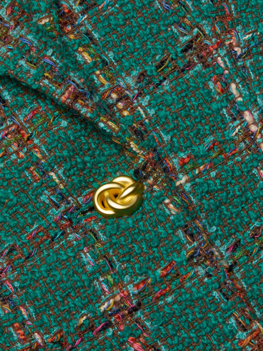 Gweny Tweed Blazer in Green Windowpane Tweed