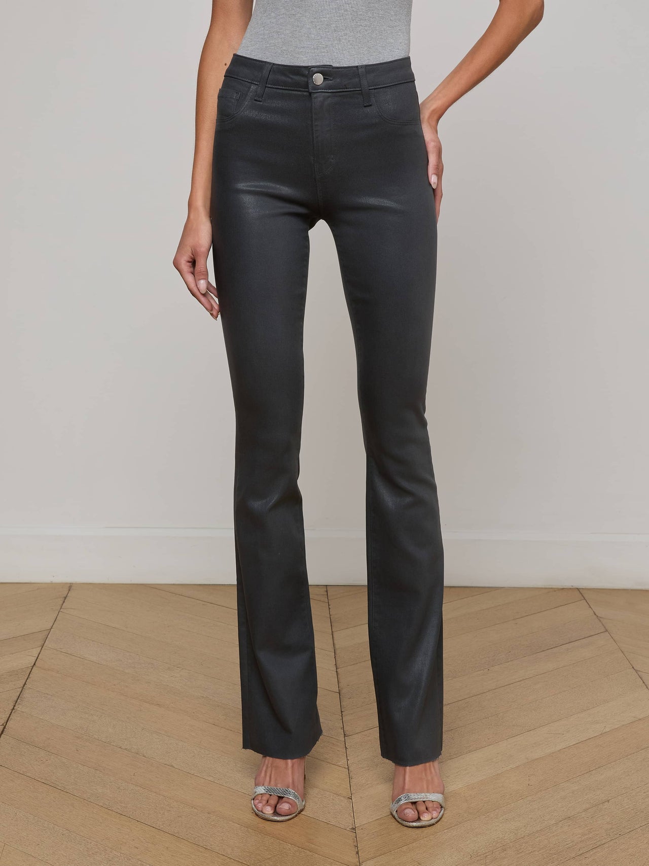 Ruth Coated Straight-Leg Jean in Dark Slate Grey Coated
