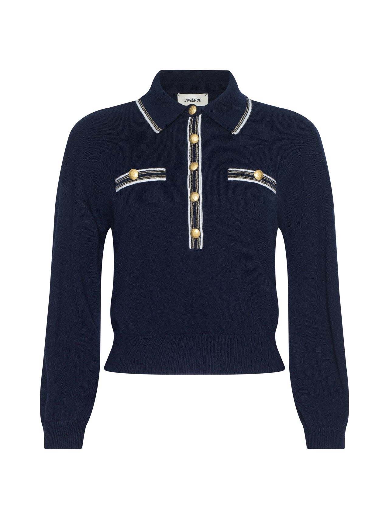 Malaki Cropped Sweater in Midnight/Ivory/Gold
