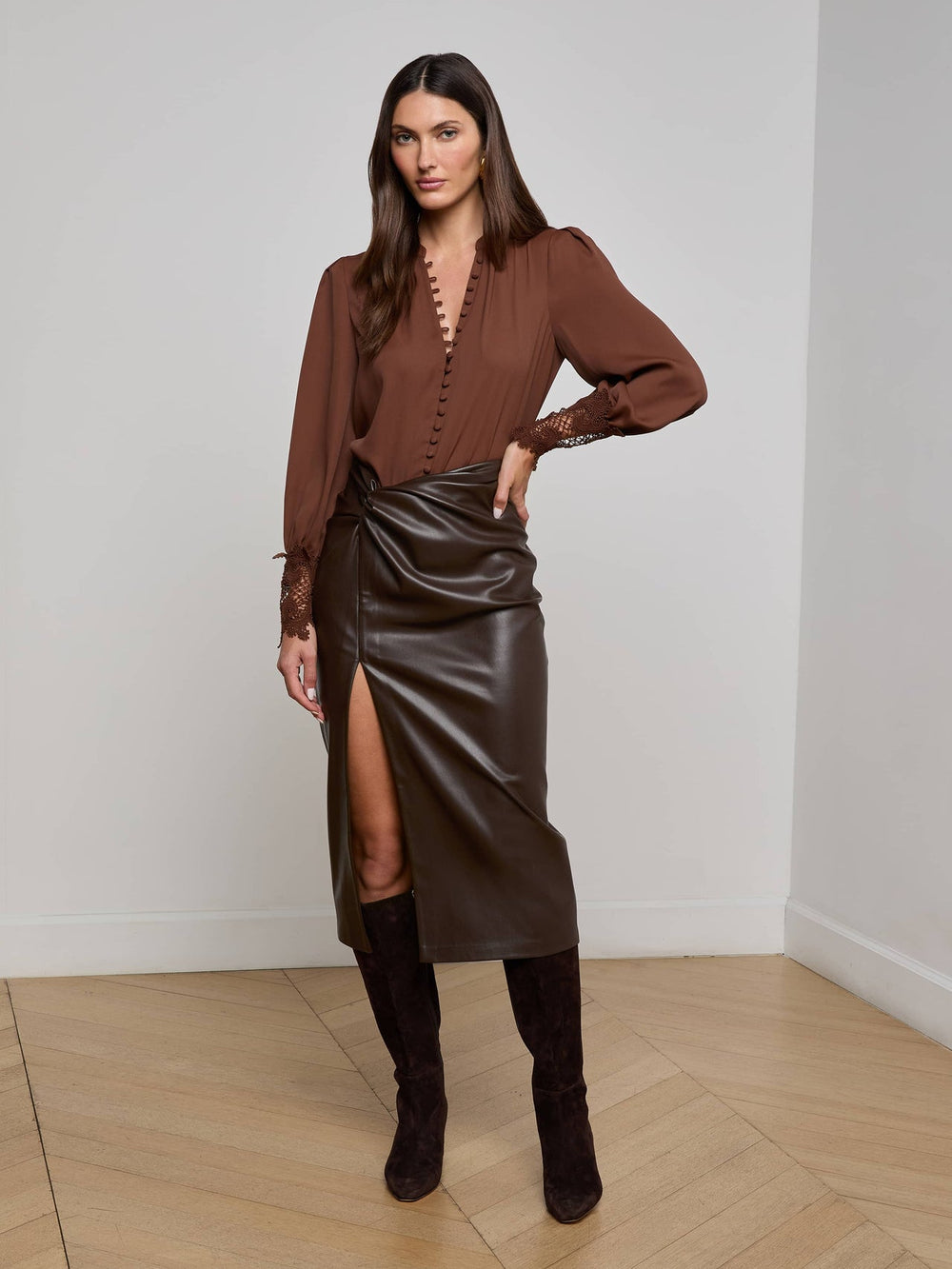 Ava Blouse in Hot Fudge