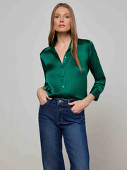 Dani Silk Blouse in Bottle Green