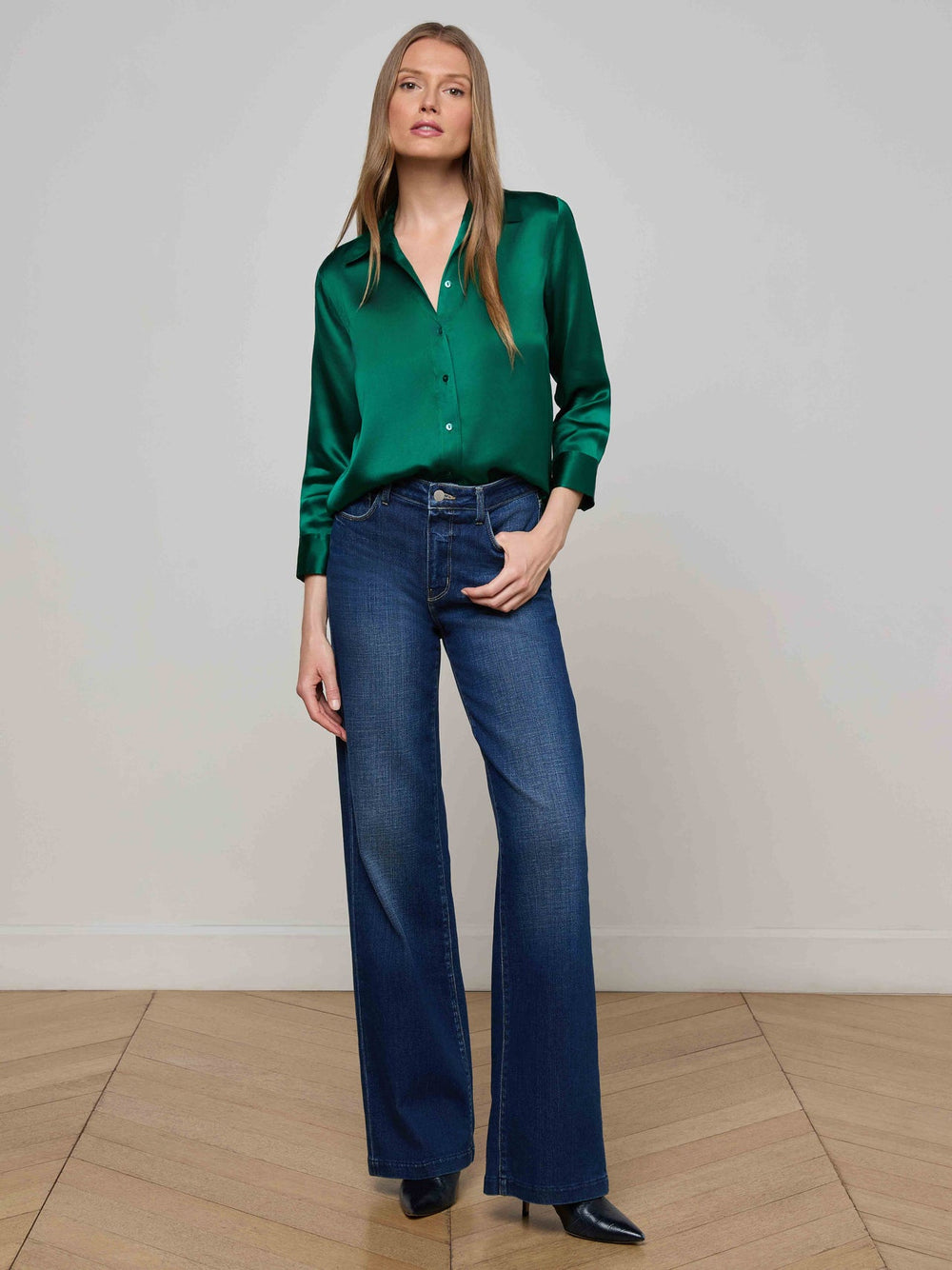 Dani Silk Blouse in Bottle Green
