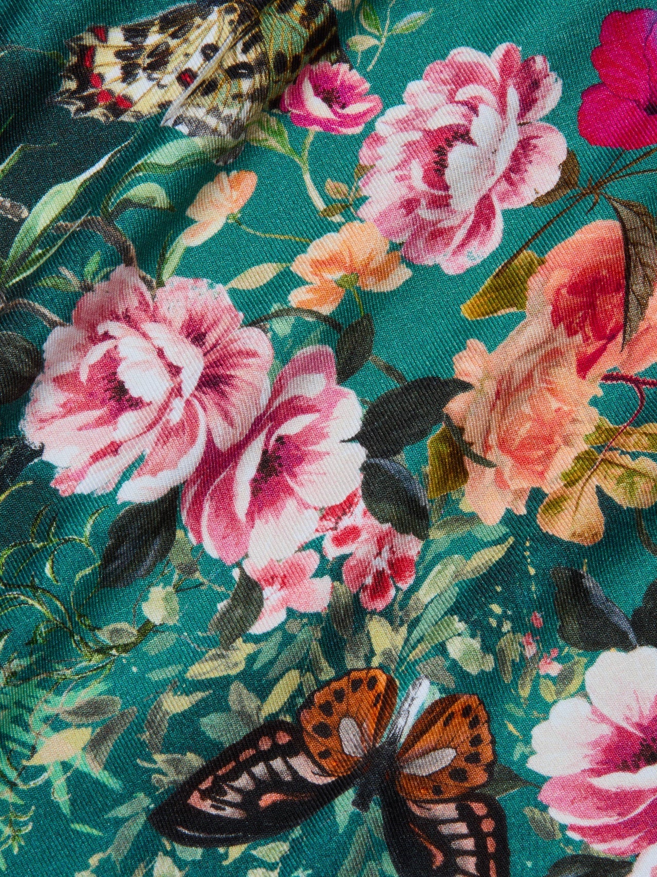 Ressi Fitted Tee in Bottle Green Multi Charonda Butterfly