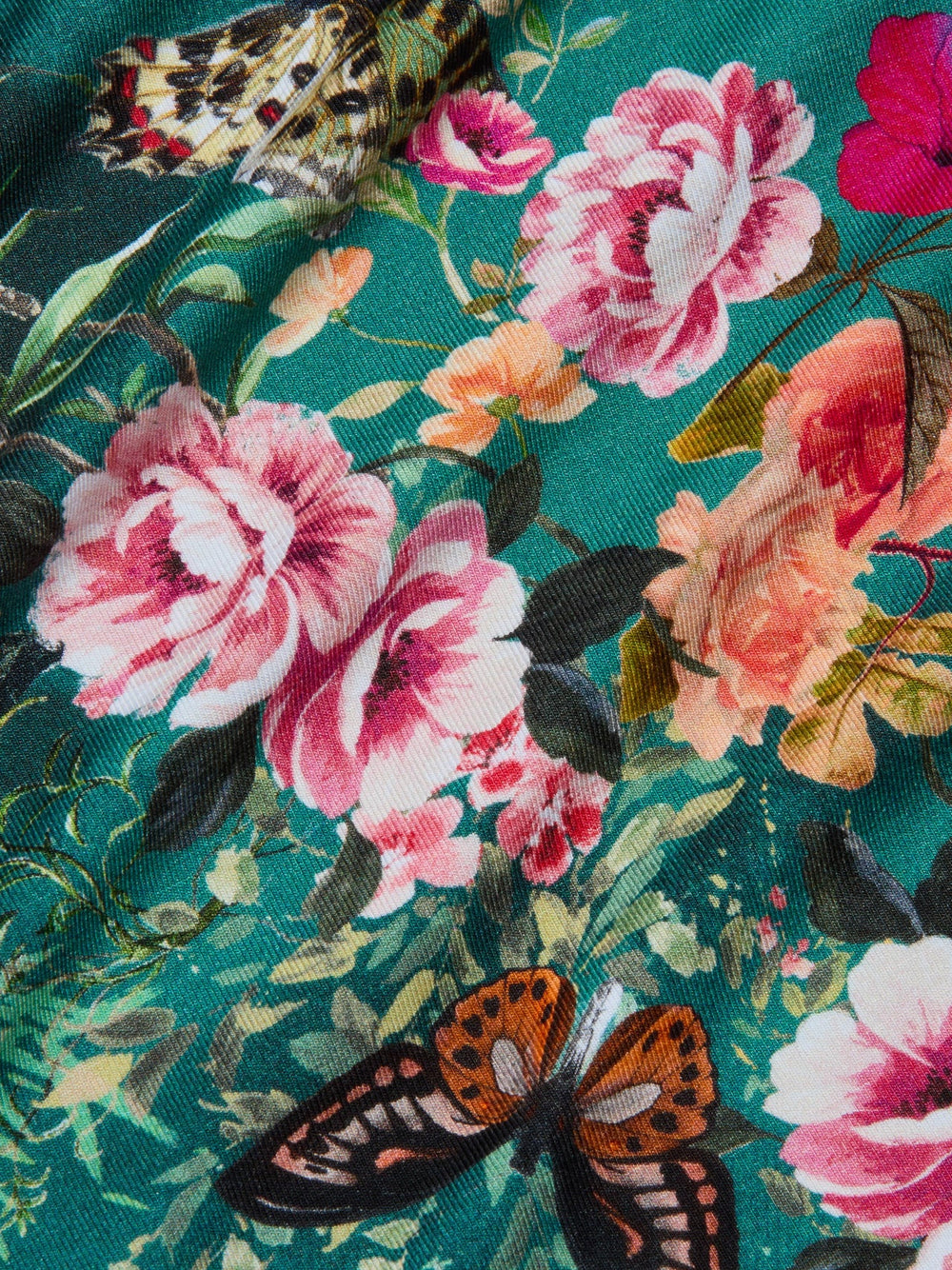 Ressi Fitted Tee in Bottle Green Multi Charonda Butterfly