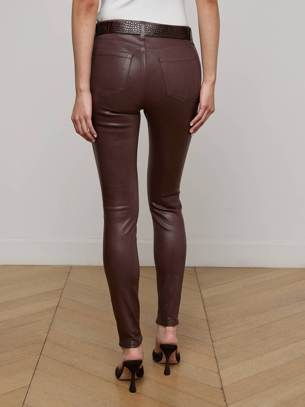 Marguerite Coated Skinny Jean in Chocolate Coated