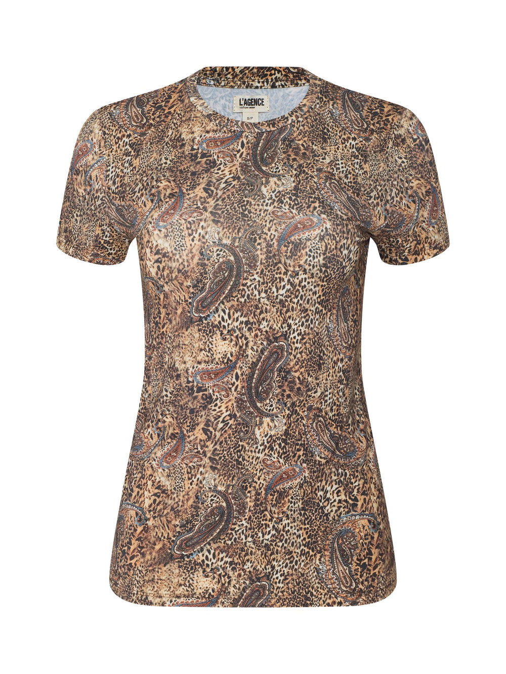 Ressi Fitted Tee in Brown/Blue Valencia Leopard